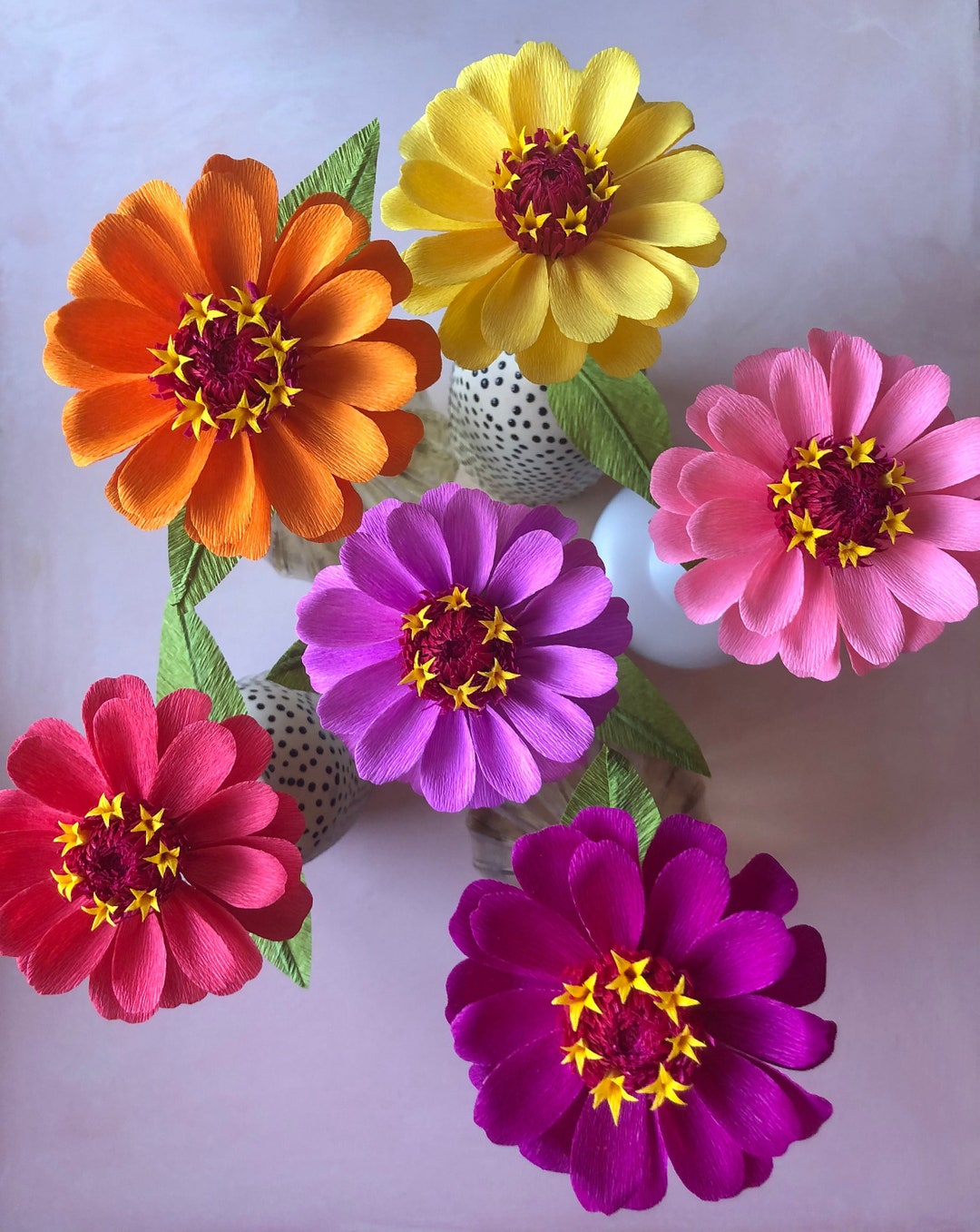 Crepe Paper Zinnia Paper Flowers for Weddings Home Decor Etsy