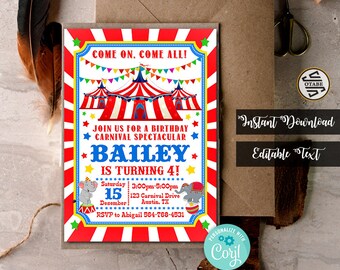 circus invitation etsy