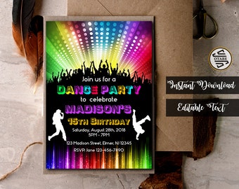 dance party invite etsy