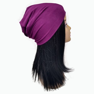 Purple Slouchy Beanie: Soft Polyester Spandex Hat
