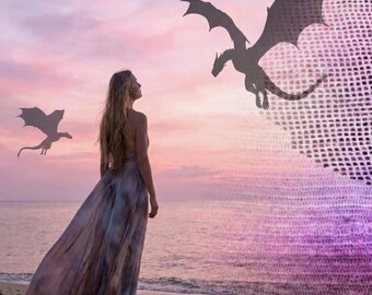 Mother of Dragons Crochet Shawl Pattern: Filet Dragon Queen Design (PDF Download)