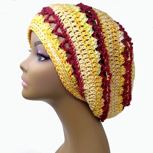 Light Weight Chemo Hat with Beads, Crochet Chemo headwear