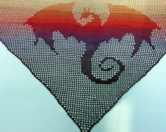 Crochet Wrap Pattern, Dragon Shawl Crochet Pattern,  PDF Download