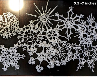 Large Crochet Snowflakes, Set of 10