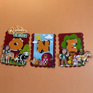 Estandarte de cumpleaños de La Granja, Estandarte de la silla alta de La Granja, Decoraciones de fiesta de La Granja, Fiesta de cumpleaños temática de La Granja, La Granja