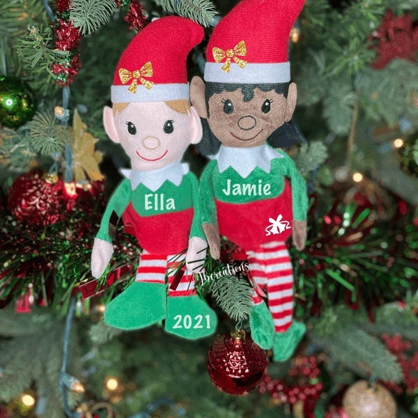 Elfo de Navidad personalizado, Elfos de Navidad con nombre, Decoraciones de Navidad, Elfo de Navidad, Elfo de Navidad de felpa
