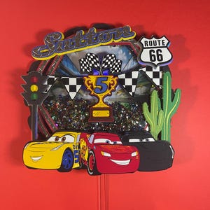 Adorno para tarta de Rayo McQueen, adorno para tarta de Cars, adorno para tarta de coches de Pixar, adorno para tarta de coches de Disney, decoraciones de cumpleaños de Rayo McQueen