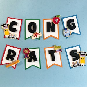 Congrats Pre Kindergarten Graduation Banner Kindergarten Graduation Theme Party Decorations Congrats Banner Preschool Graduation Party Decor