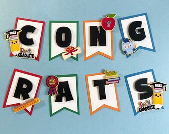 Congrats Pre Kindergarten Graduation Banner Kindergarten Graduation Theme Party Decorations Congrats Banner Preschool Graduation Party Decor