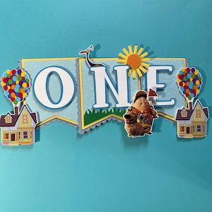 Banderoll med barnstol, banderoll med hus, temafest, dekoration med filmfest, dekoration med födelsedagsfest, första födelsedagsfest, huset