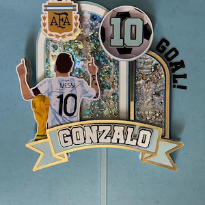 Adorno para pastel de fútbol de Argentina, Adorno para pastel de fútbol, Fiesta de fútbol de Argentina, Fiesta temática de fútbol, Decoración para fiesta de cumpleaños de fútbol, Messi