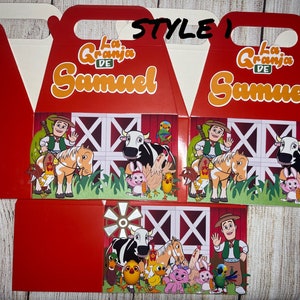 Decoraciones para fiestas de La Granja, caja de obsequios de La Granja, fiesta de cumpleaños temática de La Granja, caja de obsequios, caja de dulces de La Granja, fiesta en la granja, cumpleaños en la granja