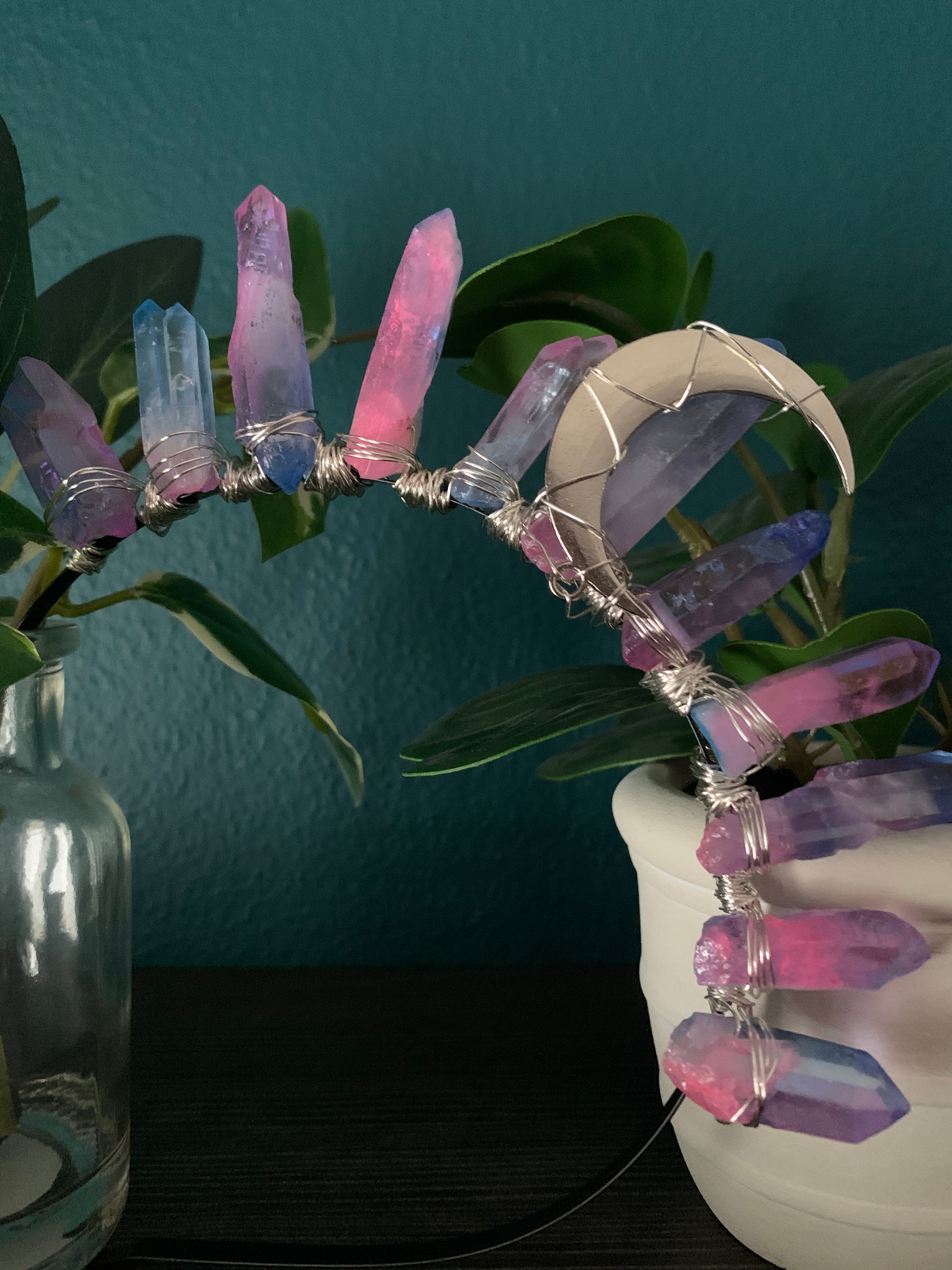 Handmade Pink Aura Crystal Crown Never got a chance to show off this custom angel aura with  main image 4