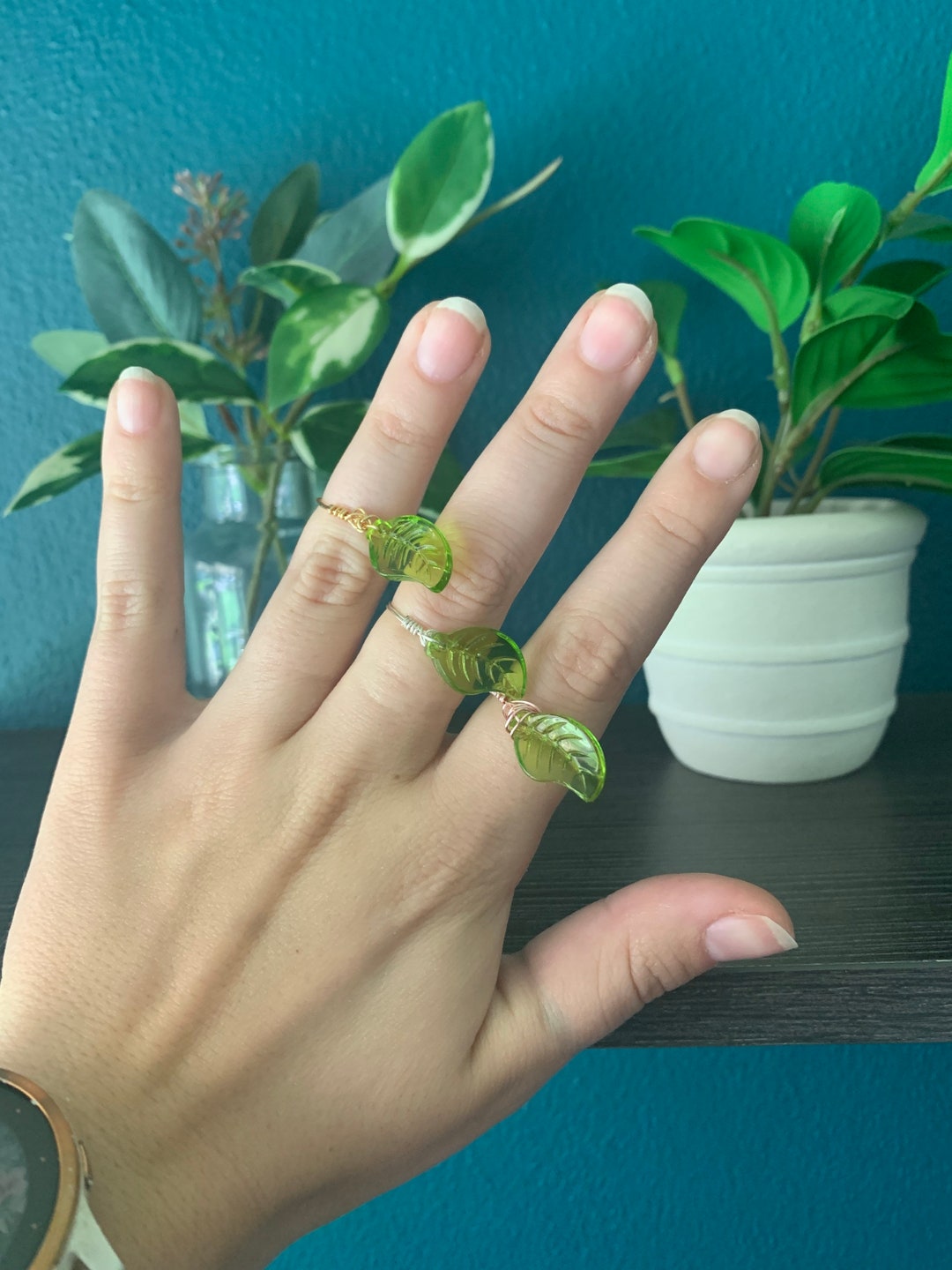 Leaf Wire Wrapped Rings - Cottagecore Dainty Cute Leaf - Etsy