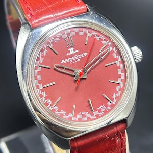 Vintage Jaeger-LeCoultre Club 17 Jewels Red Dial Manual Winding Movement Men&#39;s Wrist Watch