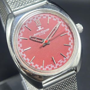 Vintage Jaeger-LeCoultre Club 17 Jewels Red Dial Swiss Made Manual Winding Movement Men&#39;s Wrist Watch