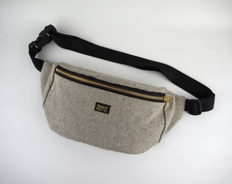 Bauchtasche aus Baumwollcanvas. Gürteltasche, Fanny Pack, Hip Bag, Bauchtasche in beige.