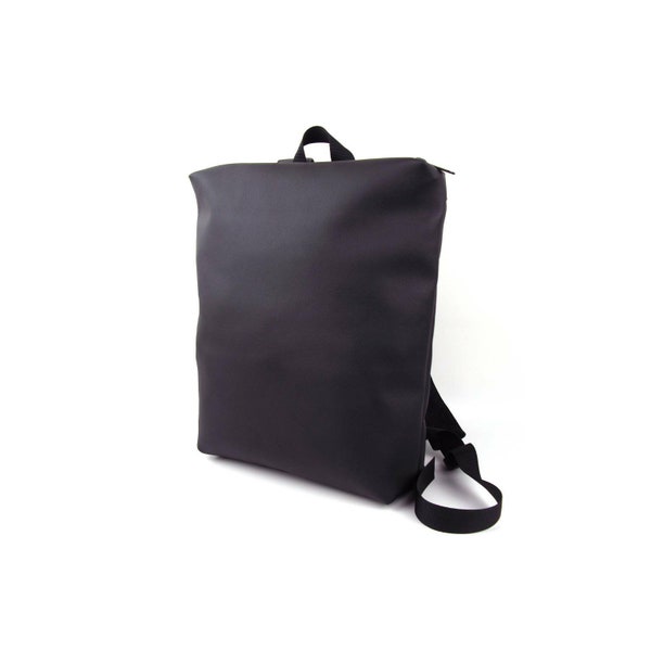 Minimalist Backpack aus Kunstleder, minimalistischer Rucksack in schwarz