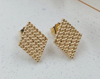 Ohrstecker "dots / rhombus" Silber gelbgoldplattiert