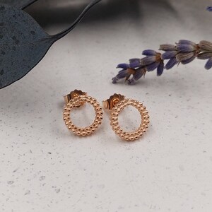Stud earrings &quot;dots / circle&quot; silver rose gold plated