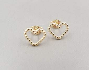 Studs corazón plata oro amarillo chapado