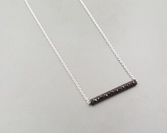 Collier geometric, Silber teilw. schwarz