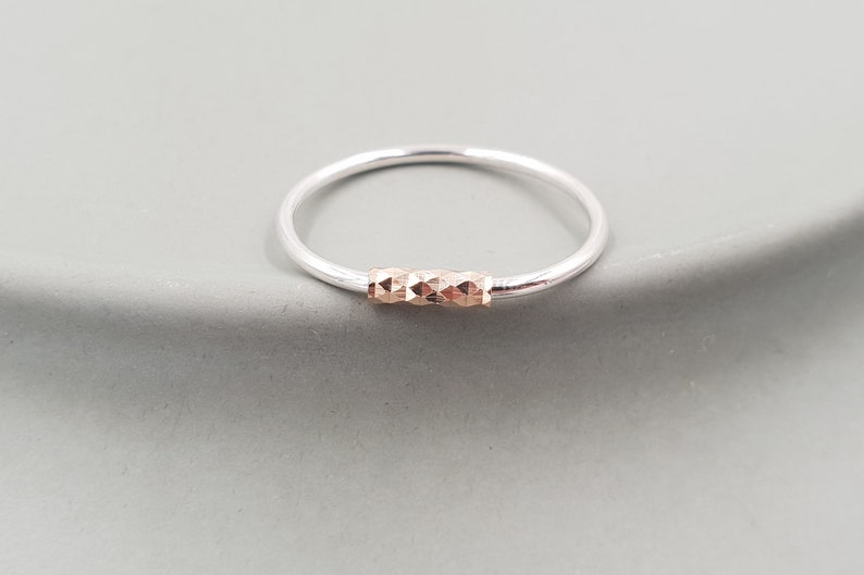 Ring geometric, Silver Partial. Roségoldplattiert image 1