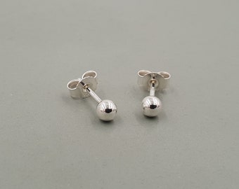 Ball stud earrings 4mm, 925 silver