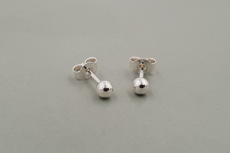 Ball stud earrings 4mm, 925 silver image 1