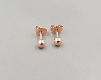 Kugelohrstecker 4mm , Silber roségoldplattiert