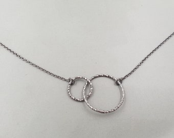 Collier geometric circle Duo Silber schwarz