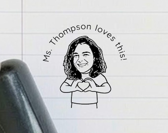 Personalized Face Stamp - Custom Stamper from your Picture, Love This Heart Hands Stamp, Teacher Appreciation Gifts XO ffnr