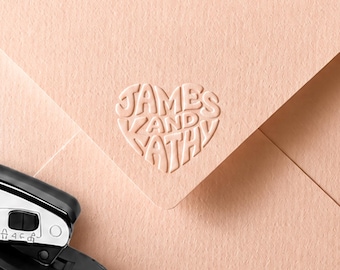 Personalized Wedding Embosser, Custom Name Heart Embosser, Envelope Embosser Stamp, Custom Embosser for Invitations, Monogram Embosser XO