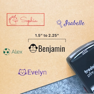 Tampon auto-encreur rectangulaire 1,5", 1,8", 2,25" ou 2,85" de large / Tampon rectangulaire avec logo personnalisé, tampon personnalisé, tampon nominatif pour enfants