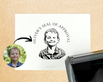 Kid's Custom Face Approval Stamp // Custom Portrait Stamps, Best Personalized & Hilarious Gifts, Custom Name Stamp, Back to School Name Tag