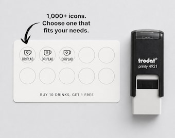 Custom Loyalty Stamp - Choose from 1,000+ Icons to Fit Your Business, Personalized Reward Stamp for Coffee Shop & Cafe XO
