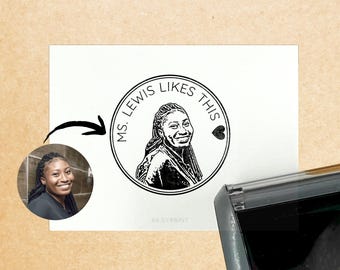 Teacher Face 'Likes This' Stamp // Custom Portrait Stamp, Personalized Teacher Stamp, Grading Stamp, Personalized Teacher Gift, Face Stamp