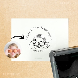 Custom Face Logo Farm Stamp // Personalize Egg Carton Stamp, Farm Logo Stamp, Egg Box Wood and Rubber Stamp, Homesteading, Egg Marketing