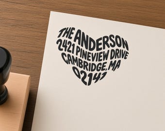 Personalized Return Address Stamp // Custom Heart Address Stamp, Self Inking or Wood Stamp, Housewarming Wedding Gift XO