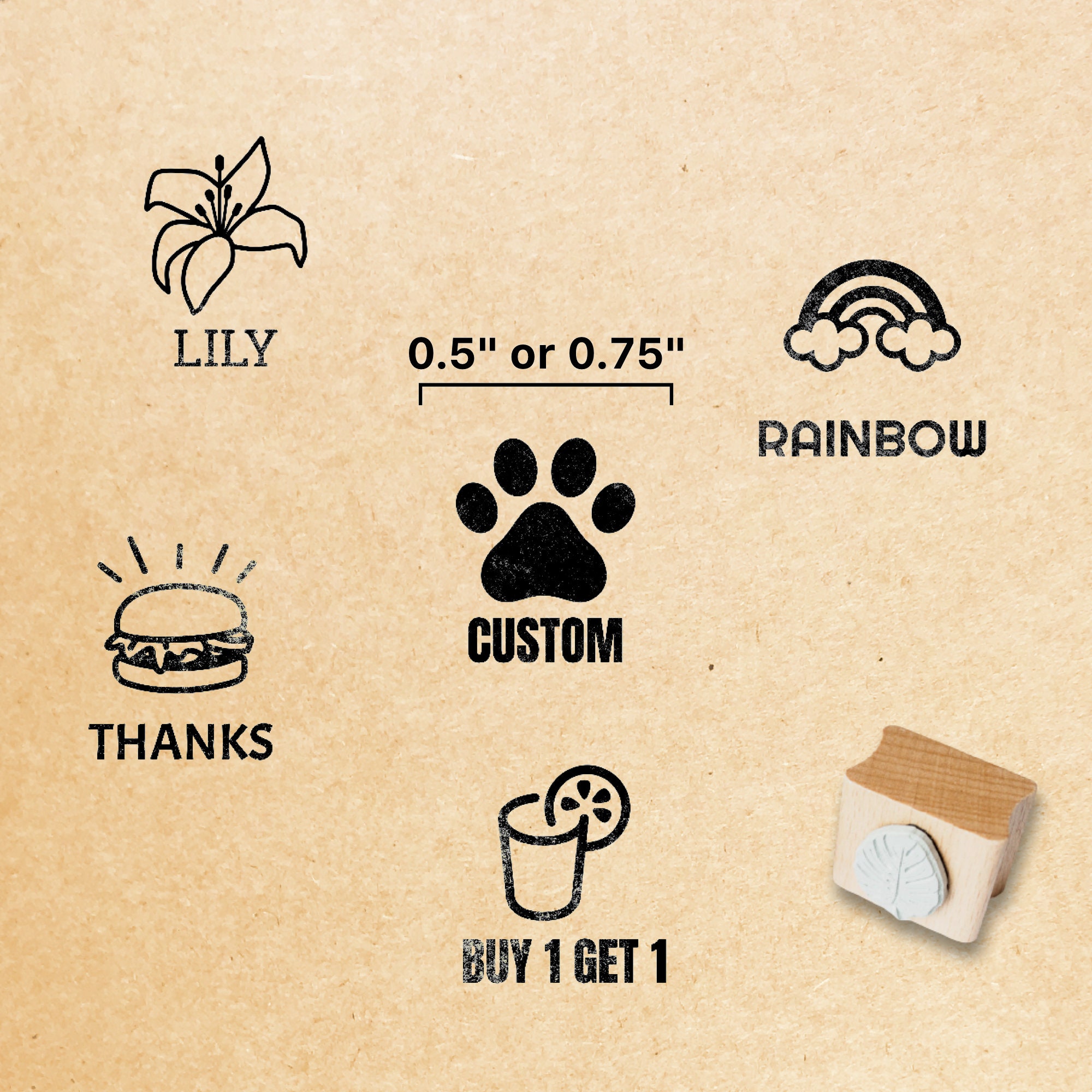 0.5" or 0.75" Small Craft Stamp // Little Custom Rubber Sta…