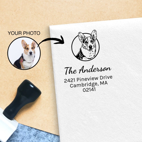 Face Address Stamp // Custom Dog Return Address Stamp, Pet Portrait Address Stamp, Puppy Envelope Stamp, Best Gift for Dog Mom and Dad
