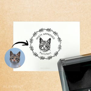 Tampon floral visage de chat personnalisé//portrait de chien personnalisé, portrait de chat à partir d'une photo, meilleurs cadeaux personnalisés, cadeau pour amoureux des animaux de compagnie, cadeau commémoratif d'animal de compagnie