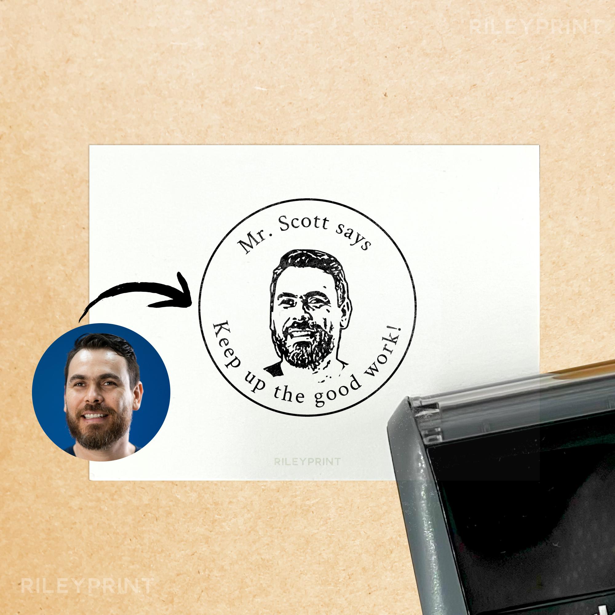 Male Teacher Face Stamp // Custom Portrait Stamp from Photo, Personalized Man Teacher Gift, Best Teacher Appreciation Gift, Engraved Gift