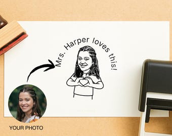 Personalized Face Stamp // Custom Stamper from your Picture, Love This Heart Hands Stamp, Teacher Appreciation Gifts, Useful Photo Gift XO