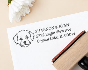 Personalized Dog Return Address Stamp // Vet Tech Gift, Family Address Stamp, New Home Gift, Dog Picture Stamper, Dog Face Stamp XO