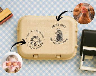 Custom Farm Logo Name Stamp // Personalize Egg Carton Stamp, Fresh Egg Stamp, Egg Box Wood and Rubber Stamp, Homesteading, Egg Marketing