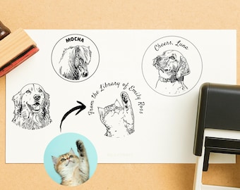 Custom Pet Portrait Stamp // Custom Cat Portrait, Dog Portrait from Photo, Personalized Gift for Yourself, Pet Memorial Gift, Pet Lover XO