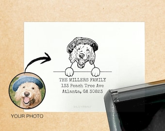 Personalized Return Address Stamp // Custom Dog Portrait Address Stamp from Photo, Best Gifts for Pet Lover, Dog Mom/Dad, Housewarming Gift