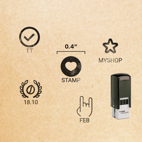 0.4" Mini Self Inking Stamp // Trodat Printy Stamps / Small Loyalty Card Stamps, Small Hand Stamps, Custom Mini Rubber Stamp Design