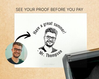 Teacher Yearbook Face Stamp // Kids Yearbook Stamp, Custom Portrait Stamp from Photo, Personalized Yearbook Signature, Have a Great Summer